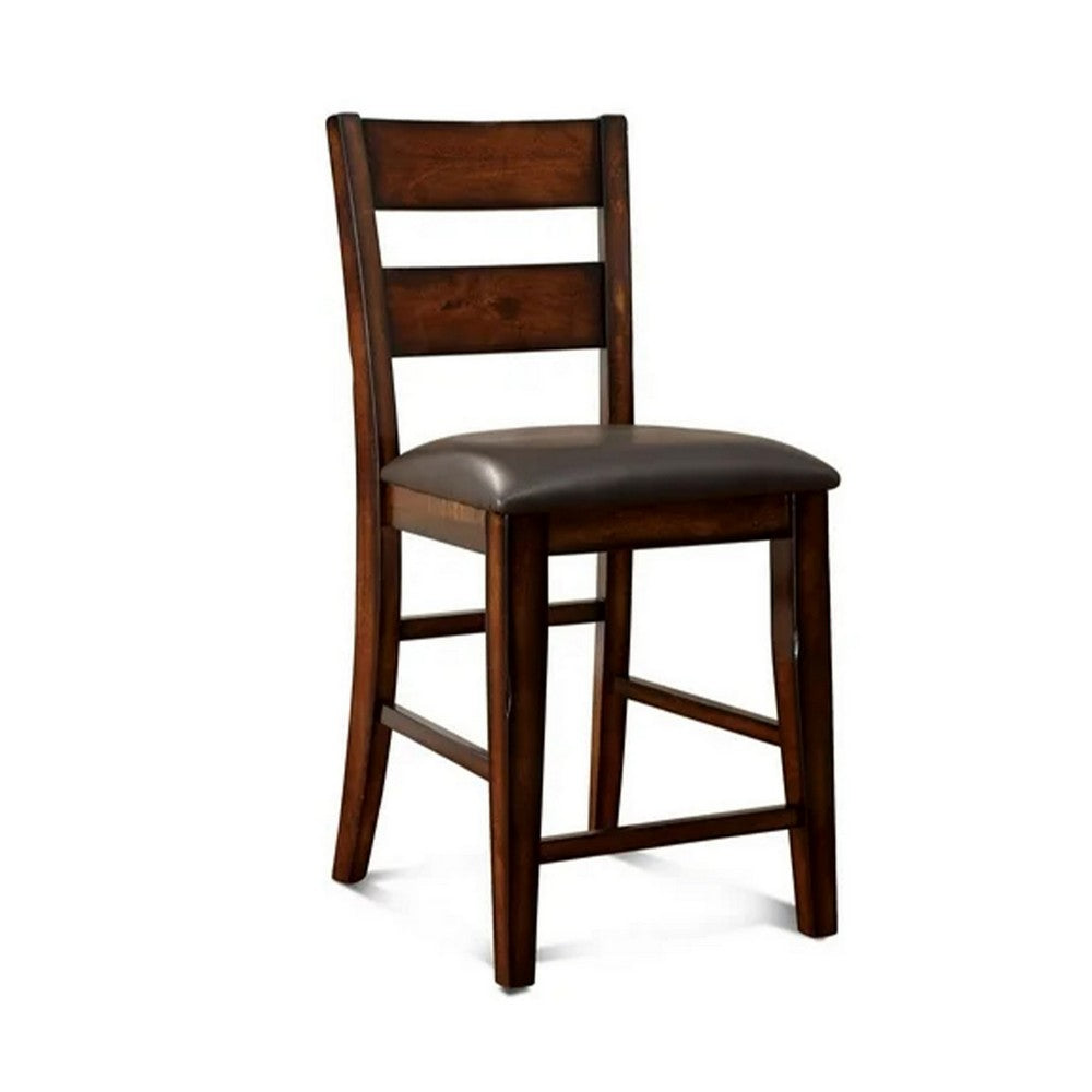 Dicky 8pc Counter Height Dining Table Set with Bench | Cherry Brown