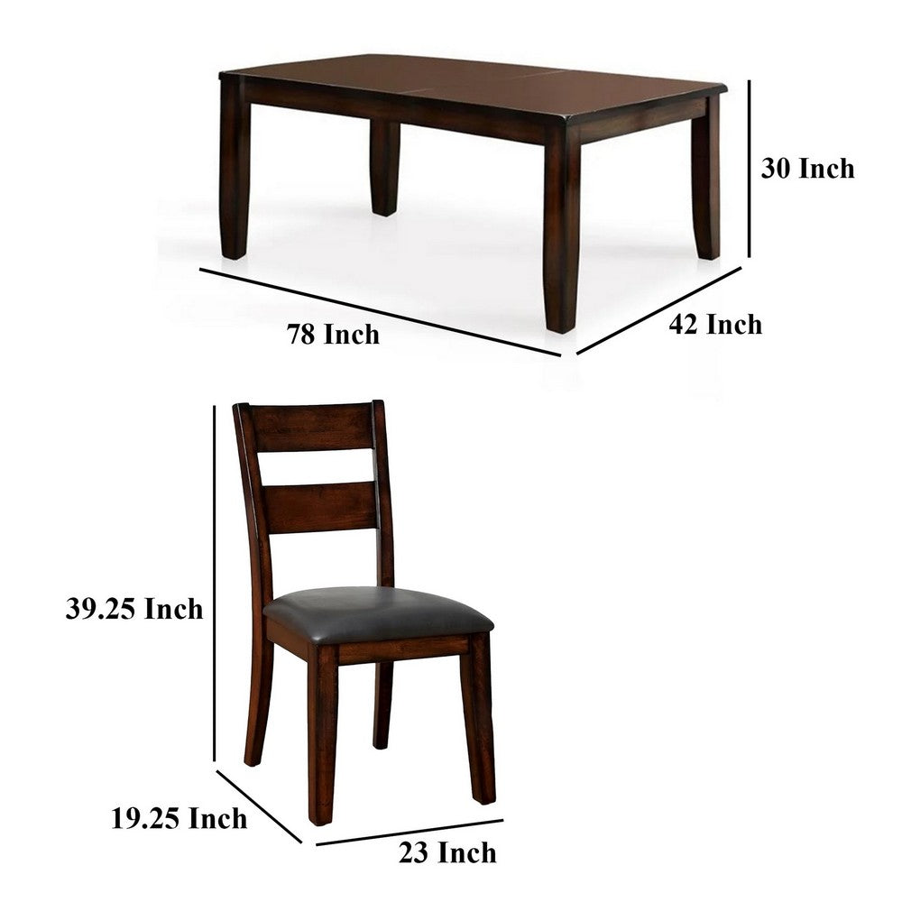 Dicky 9pc Dining Set | 60-78" Table | 8 Chair Faux Leather Cherry Wood