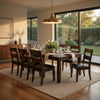Dicky 9pc Dining Set | 60-78" Table | 8 Chair Faux Leather Cherry Wood