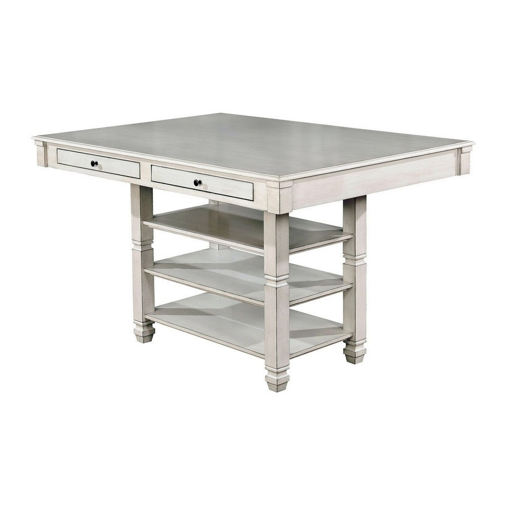Lyasa 6pc Dining Table Set with Bench and 4 Chair | White Solid Wood