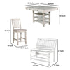 Lyasa 6pc Dining Table Set with Bench and 4 Chair | White Solid Wood