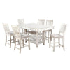 Lyasa 7pc Dining Table Set with 6 Fabric Chairs | White Solid Wood