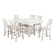 Lyasa 7pc Dining Table Set with 6 Fabric Chairs | White Solid Wood