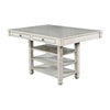 Lyasa 7pc Dining Table Set with 6 Fabric Chairs | White Solid Wood