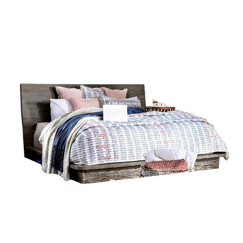 Rene Queen Bed with Low Profile Platform Design | Light Walnut Wood