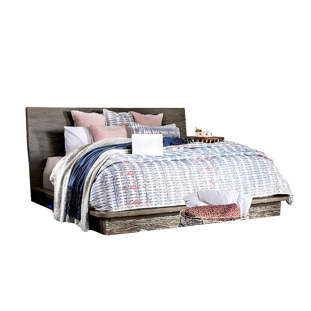 Rene Queen Bed with Low Profile Platform Design | Light Walnut Wood