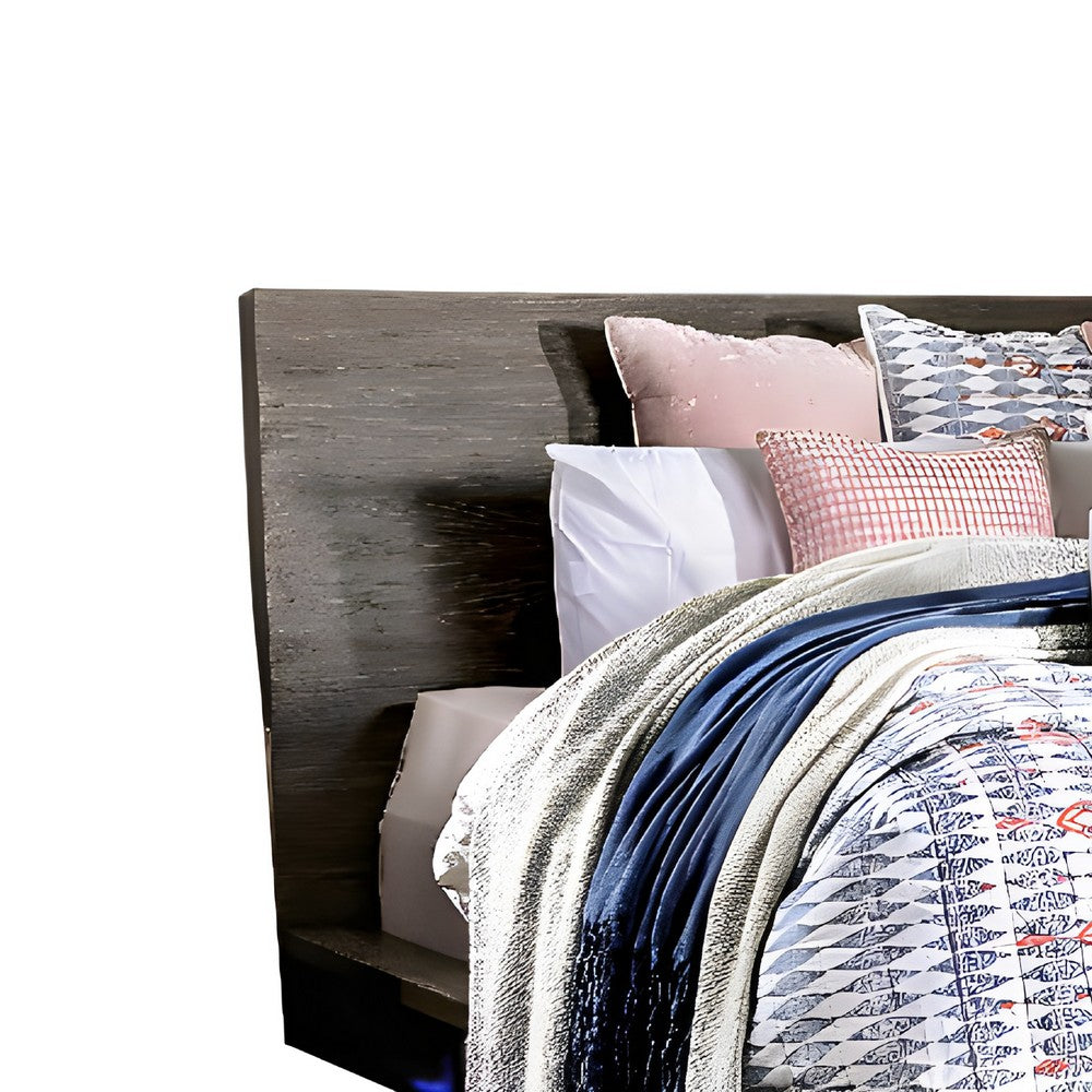 Rene Queen Bed with Low Profile Platform Design | Light Walnut Wood
