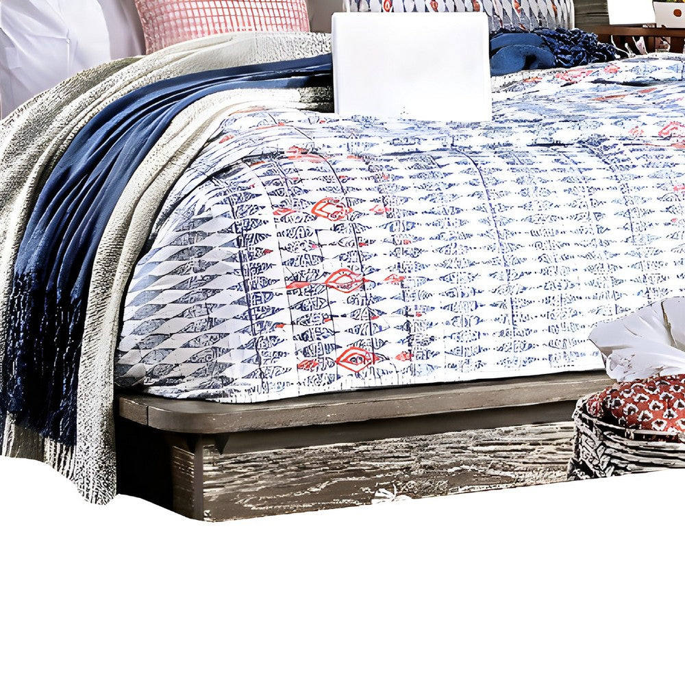 Rene Queen Bed with Low Profile Platform Design | Light Walnut Wood