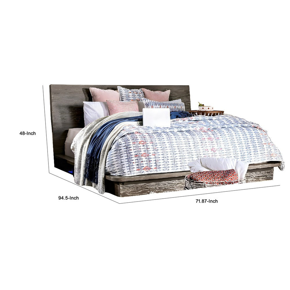 Rene Queen Bed with Low Profile Platform Design | Light Walnut Wood
