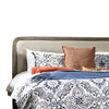 Winie California King Bed | Beige Upholstery | Walnut Brown Solid Wood