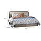 Winie California King Bed | Beige Upholstery | Walnut Brown Solid Wood