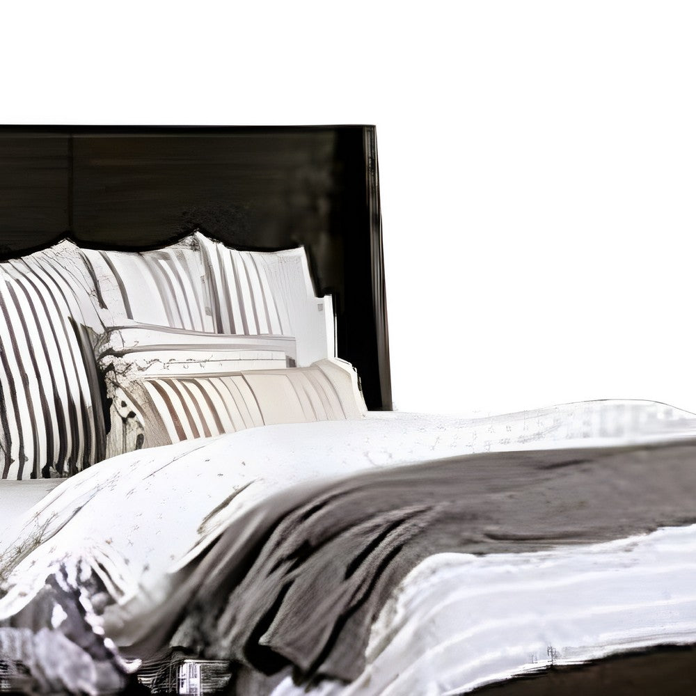 Larry Queen Bed | Wingback Headboard | Dark Walnut Black Brown Wood