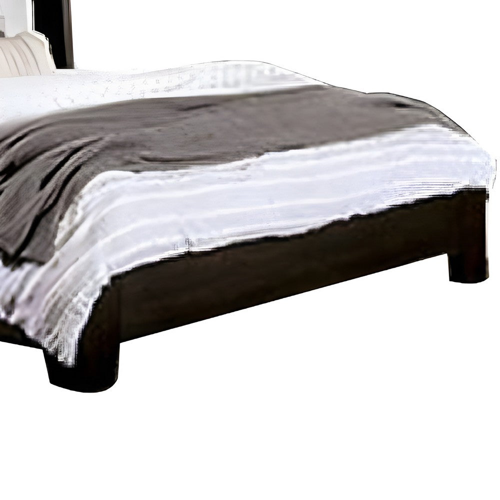 Larry Queen Bed | Wingback Headboard | Dark Walnut Black Brown Wood