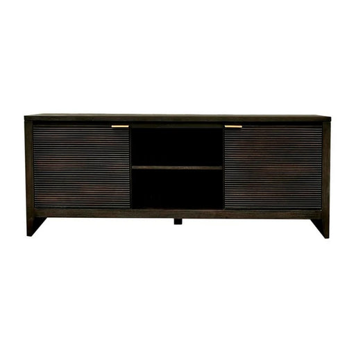 Larry TV Stand Cabinet | 2 Door | Shelves | 72" Dark Black Brown Wood