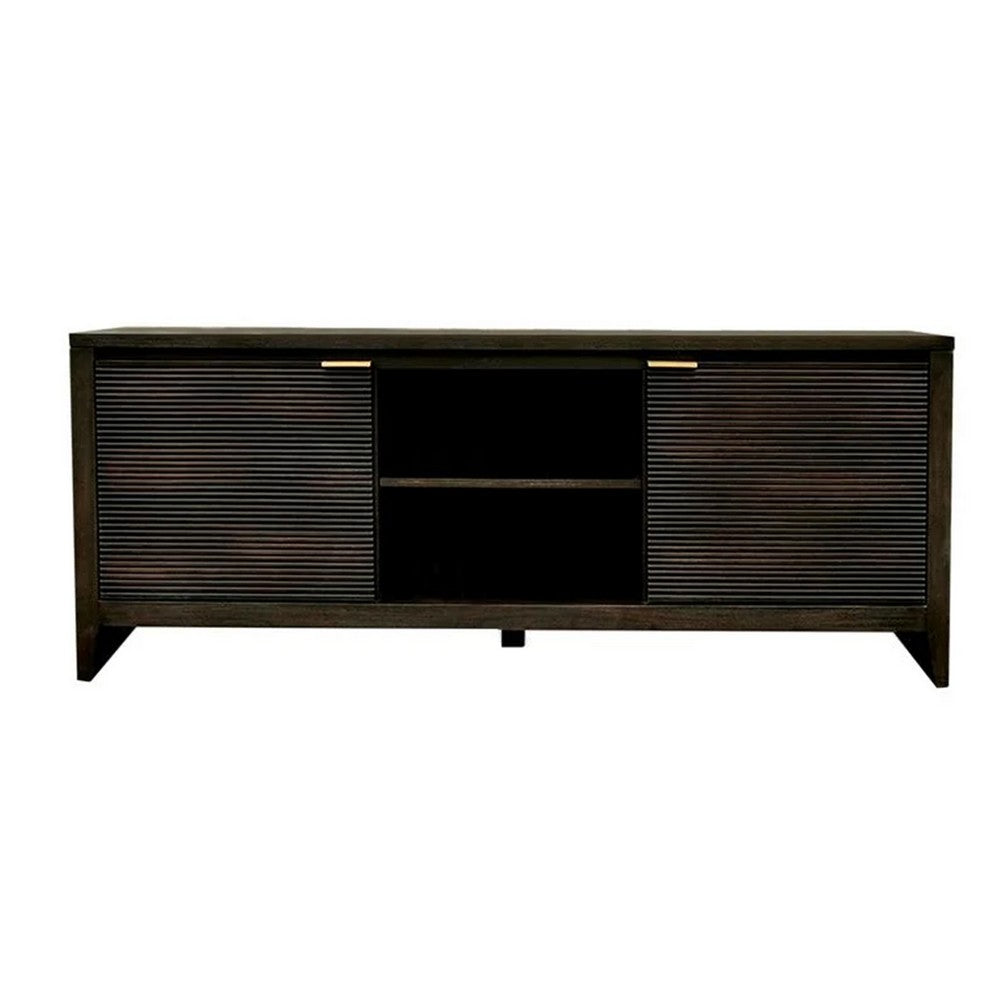 Larry TV Stand Cabinet | 2 Door | Shelves | 72" Dark Black Brown Wood