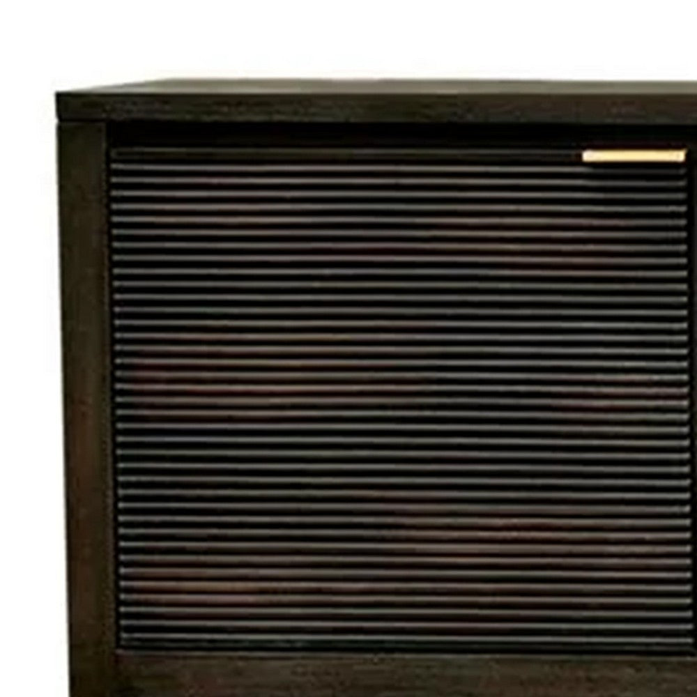Larry TV Stand Cabinet | 2 Door | Shelves | 72" Dark Black Brown Wood