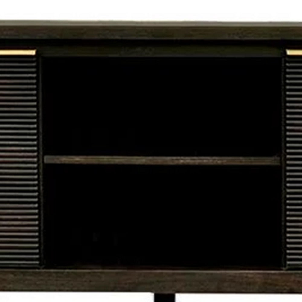 Larry TV Stand Cabinet | 2 Door | Shelves | 72" Dark Black Brown Wood