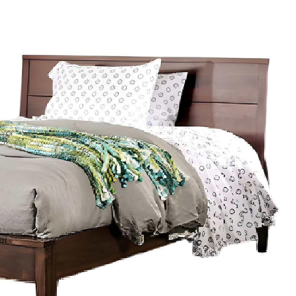 Finn King Size Bed | Panel Headboard | Dark Brown Sanded Solid Wood