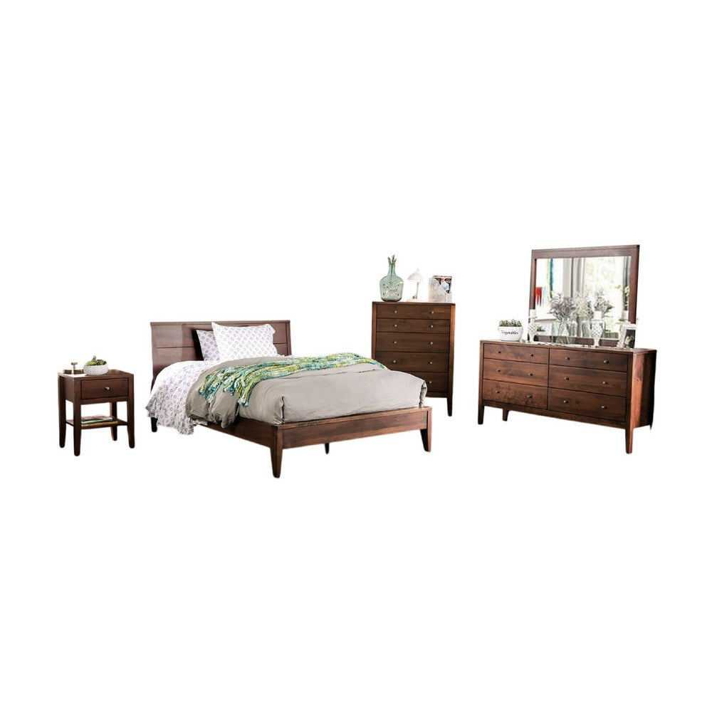 Finn 5pc Queen Bed Set with Dresser Chest | Espresso Hand-Sanded Wood