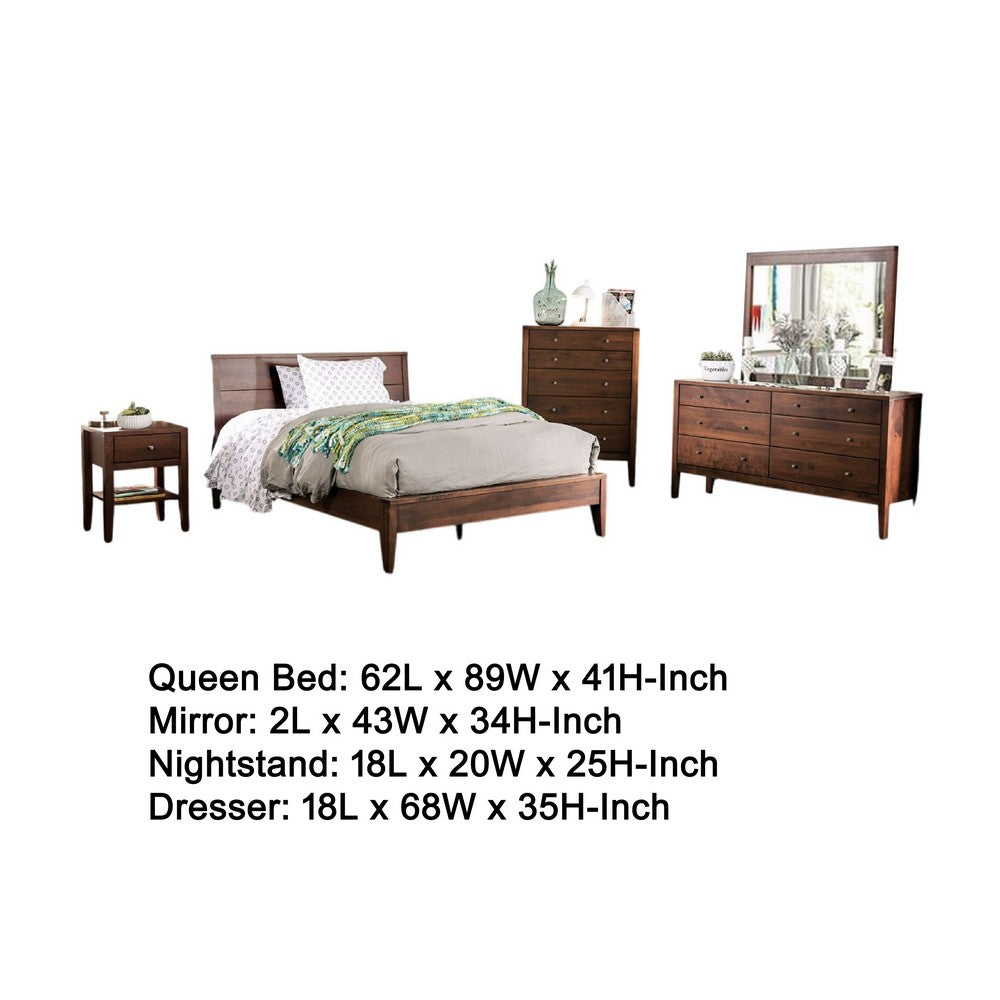 Finn 5pc Queen Bed Set with Dresser Chest | Espresso Hand-Sanded Wood
