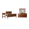 Erie 4pc Queen Bed Set | Nightstand Mirror Dresser | Cherry Brown Wood