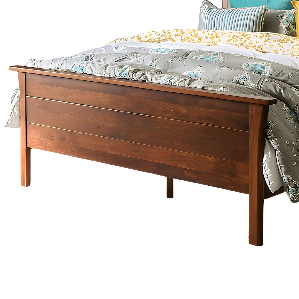 Erie Queen Bed | Panel Headboard Euro Slats | Cherry Brown Solid Wood