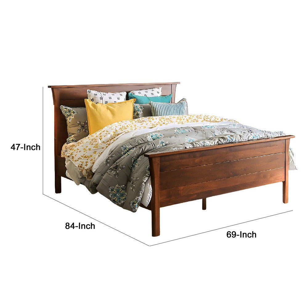 Erie Queen Bed | Panel Headboard Euro Slats | Cherry Brown Solid Wood