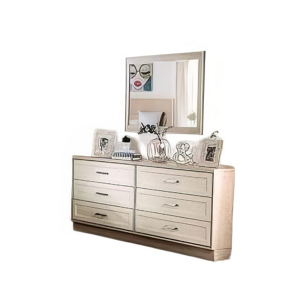Flem 4pc Queen Bed Set | Nightstand | Dresser | Mirror | White Wood