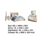 Flem 4pc Queen Bed Set | Nightstand | Dresser | Mirror | White Wood