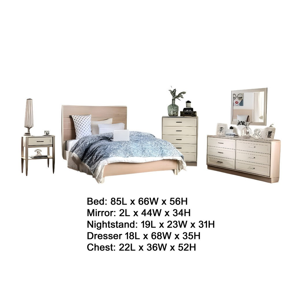 Erie Queen Bed Set | Dresser | Chest Nightstand Mirror | White Wood