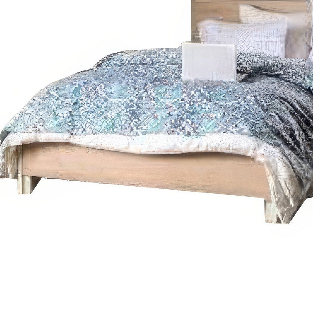 Flem Queen Size Bed | Horizontal Panel Headboard | White Solid Wood