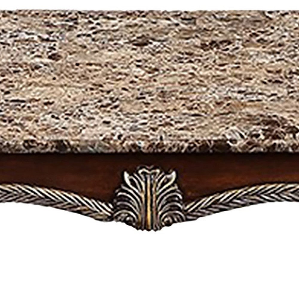 Liana Marble Coffee Table | Cherry Brown Pine Wood | Rectangular 52"