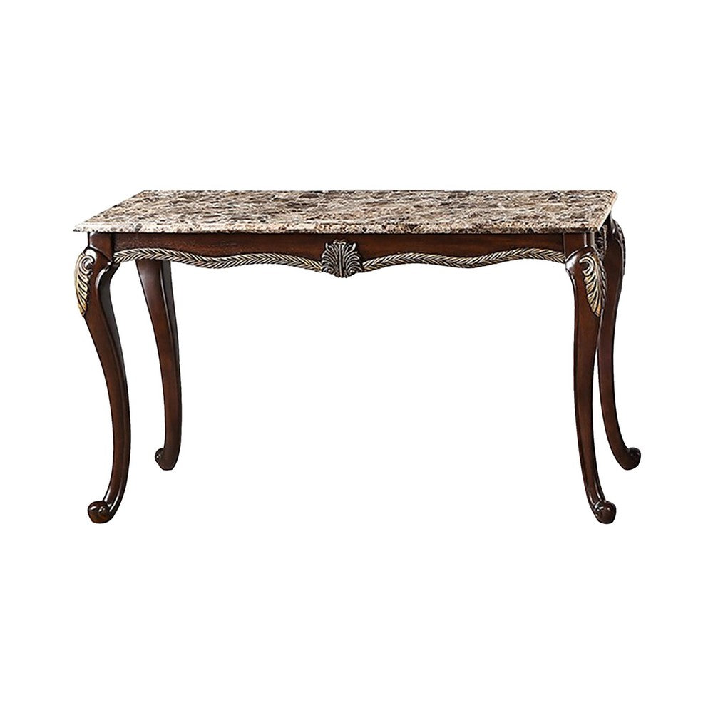 Liana Marble Console Table | Cherry Brown Pine Wood | Rectangular 52"
