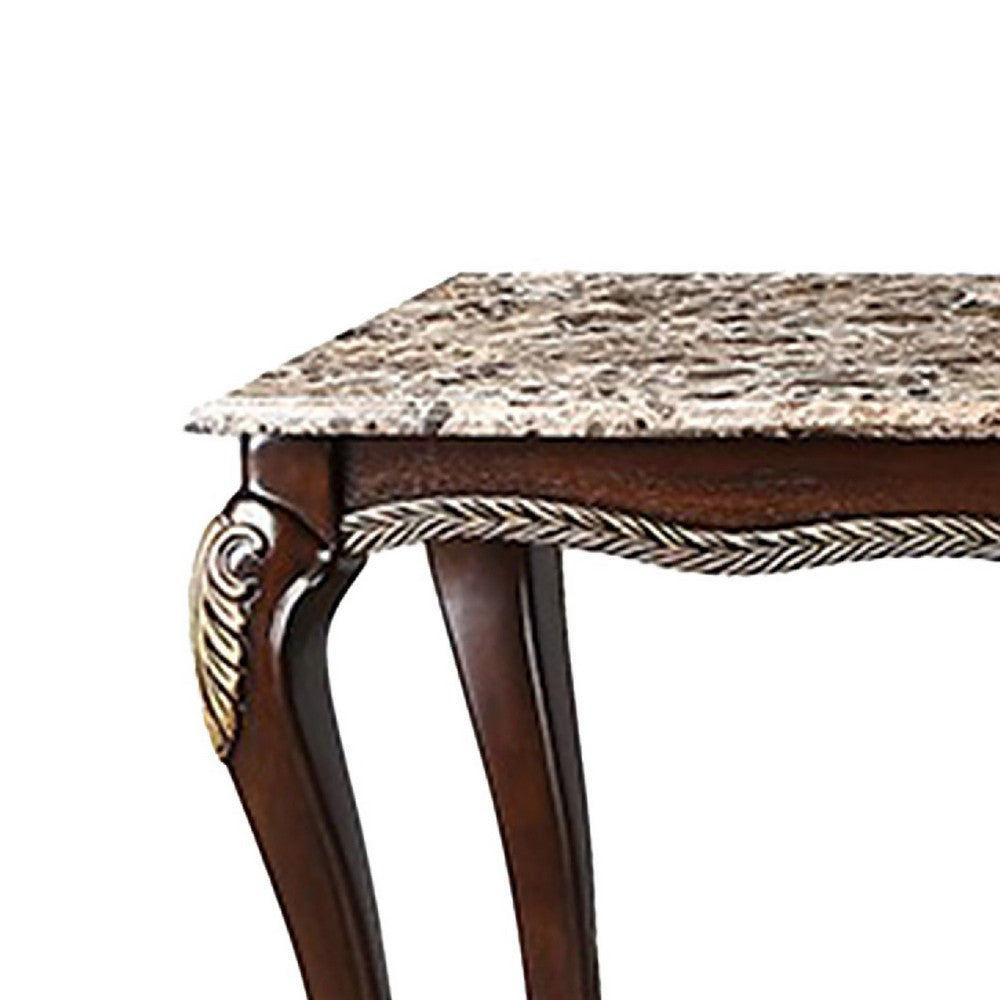 Liana Marble Console Table | Cherry Brown Pine Wood | Rectangular 52"