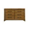 Tey Wide Dresser | 6 Spacious Drawers | Honey Brown Rubberwood