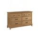 Seny Wide Dresser | Natural Honey Brown Rubberwood | 6 Drawers
