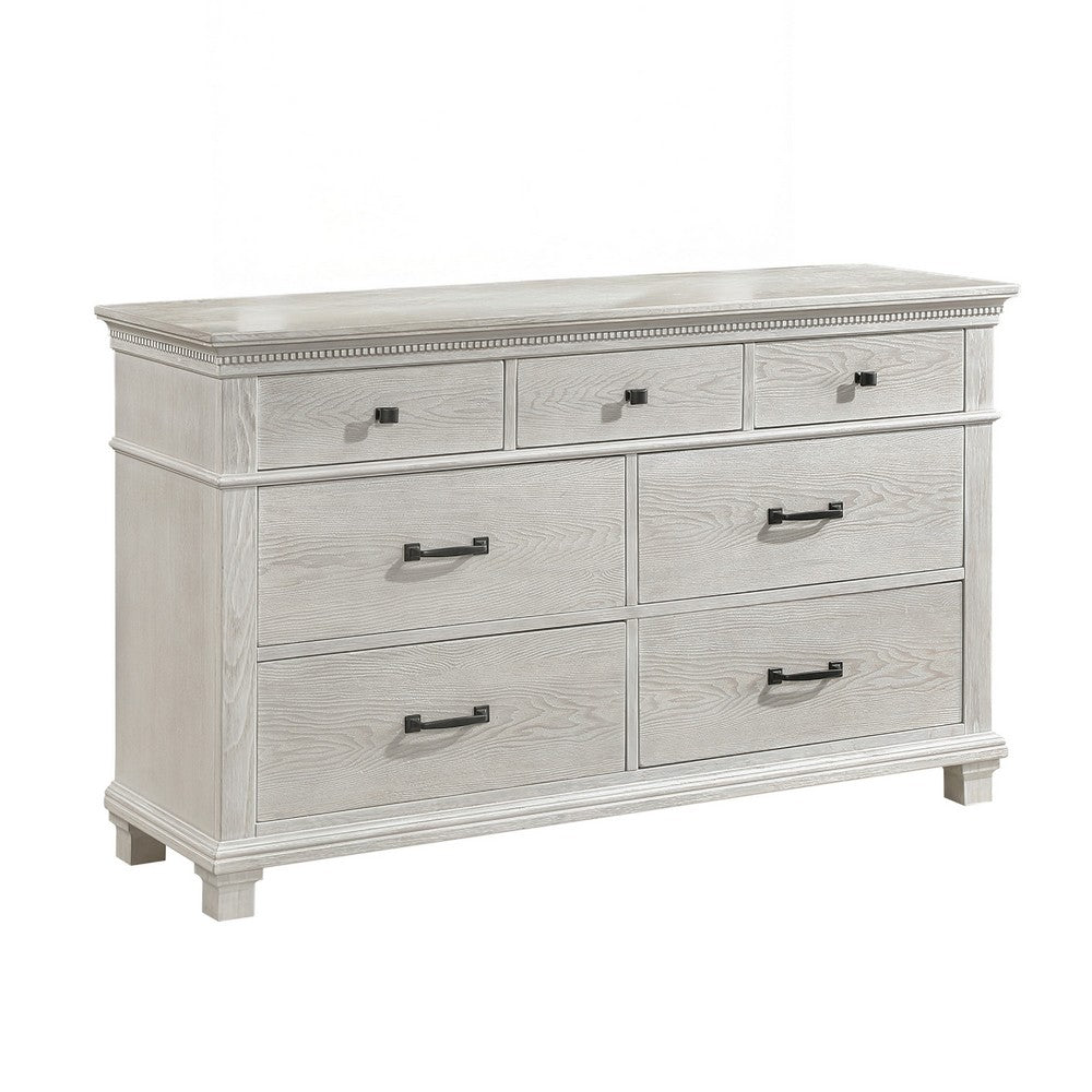 Avy Wide Dresser | Light Mist Gray Pine Wood | 7 Spacious Drawers
