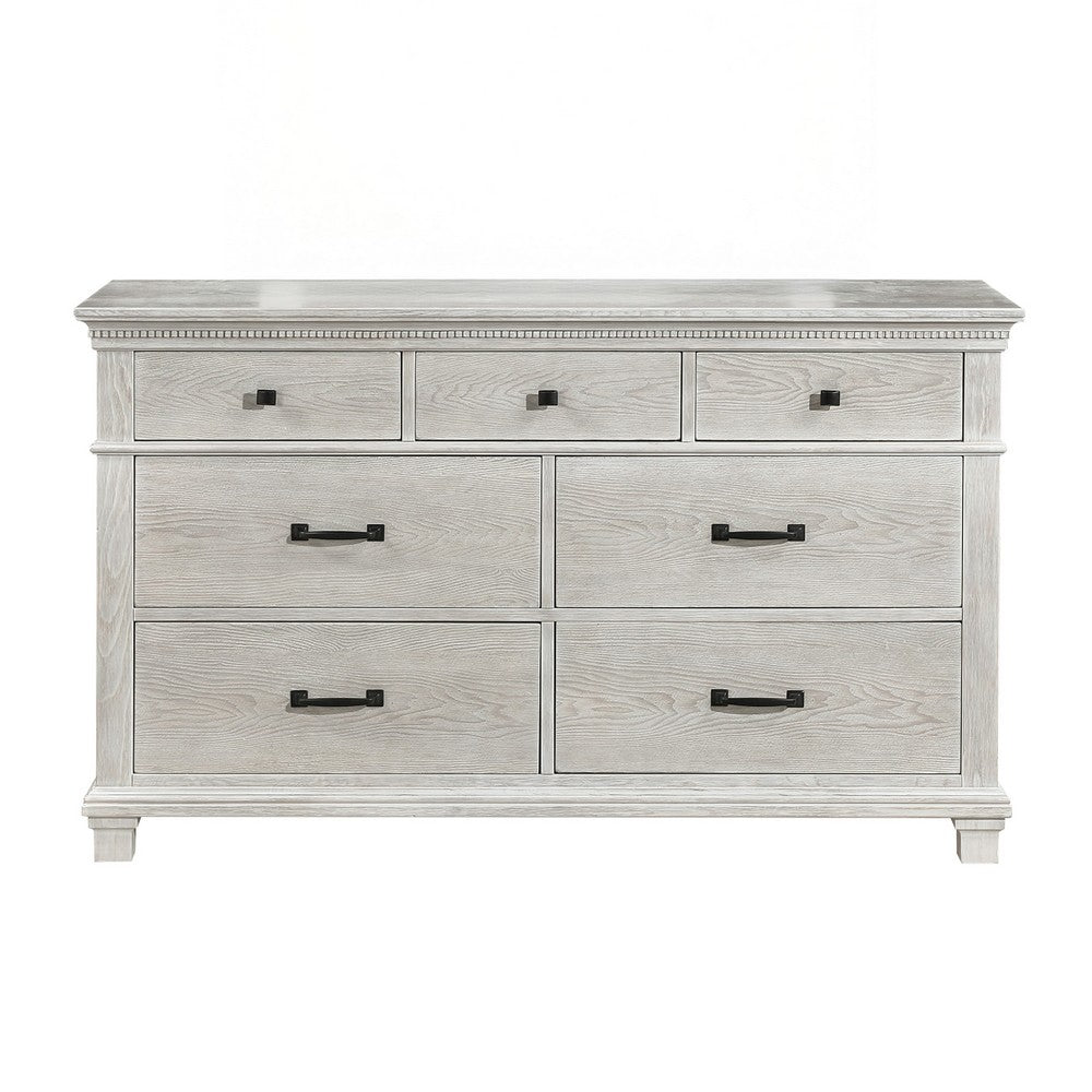 Avy Wide Dresser | Light Mist Gray Pine Wood | 7 Spacious Drawers