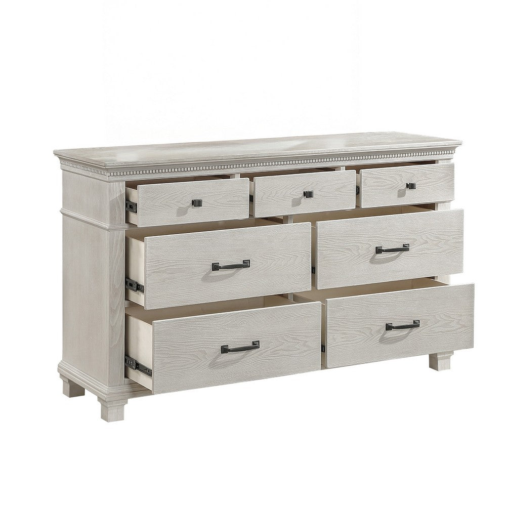 Avy Wide Dresser | Light Mist Gray Pine Wood | 7 Spacious Drawers