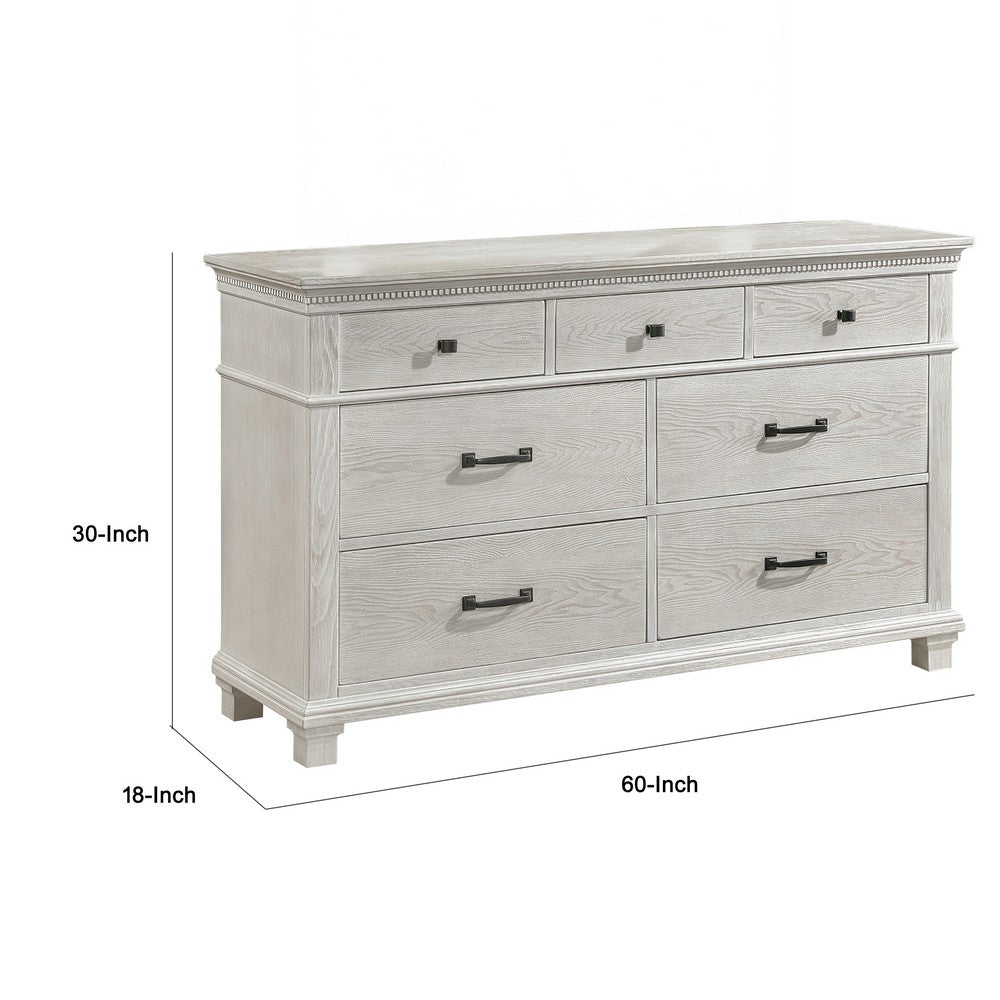 Avy Wide Dresser | Light Mist Gray Pine Wood | 7 Spacious Drawers