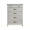 Avy Tall Dresser Chest | Light Mist Gray Pine Wood | 5 Spacious Drawers
