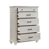 Avy Tall Dresser Chest | Light Mist Gray Pine Wood | 5 Spacious Drawers