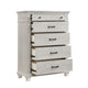 Avy Tall Dresser Chest | Light Mist Gray Pine Wood | 5 Spacious Drawers