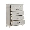 Avy Tall Dresser Chest | Light Mist Gray Pine Wood | 5 Spacious Drawers