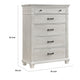 Avy Tall Dresser Chest | Light Mist Gray Pine Wood | 5 Spacious Drawers