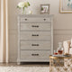 Avy Tall Dresser Chest | Light Mist Gray Pine Wood | 5 Spacious Drawers
