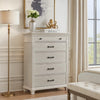 Avy Tall Dresser Chest | Light Mist Gray Pine Wood | 5 Spacious Drawers