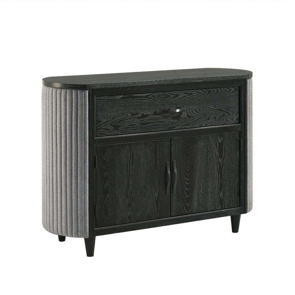 Sevy Sideboard Buffet Console w Retro Fabric | Black & Gray | 52"