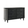 Sevy Wide Dresser w Retro Fabric | Black & Gray | 6 Drawers