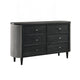 Sevy Wide Dresser w Retro Fabric | Black & Gray | 6 Drawers